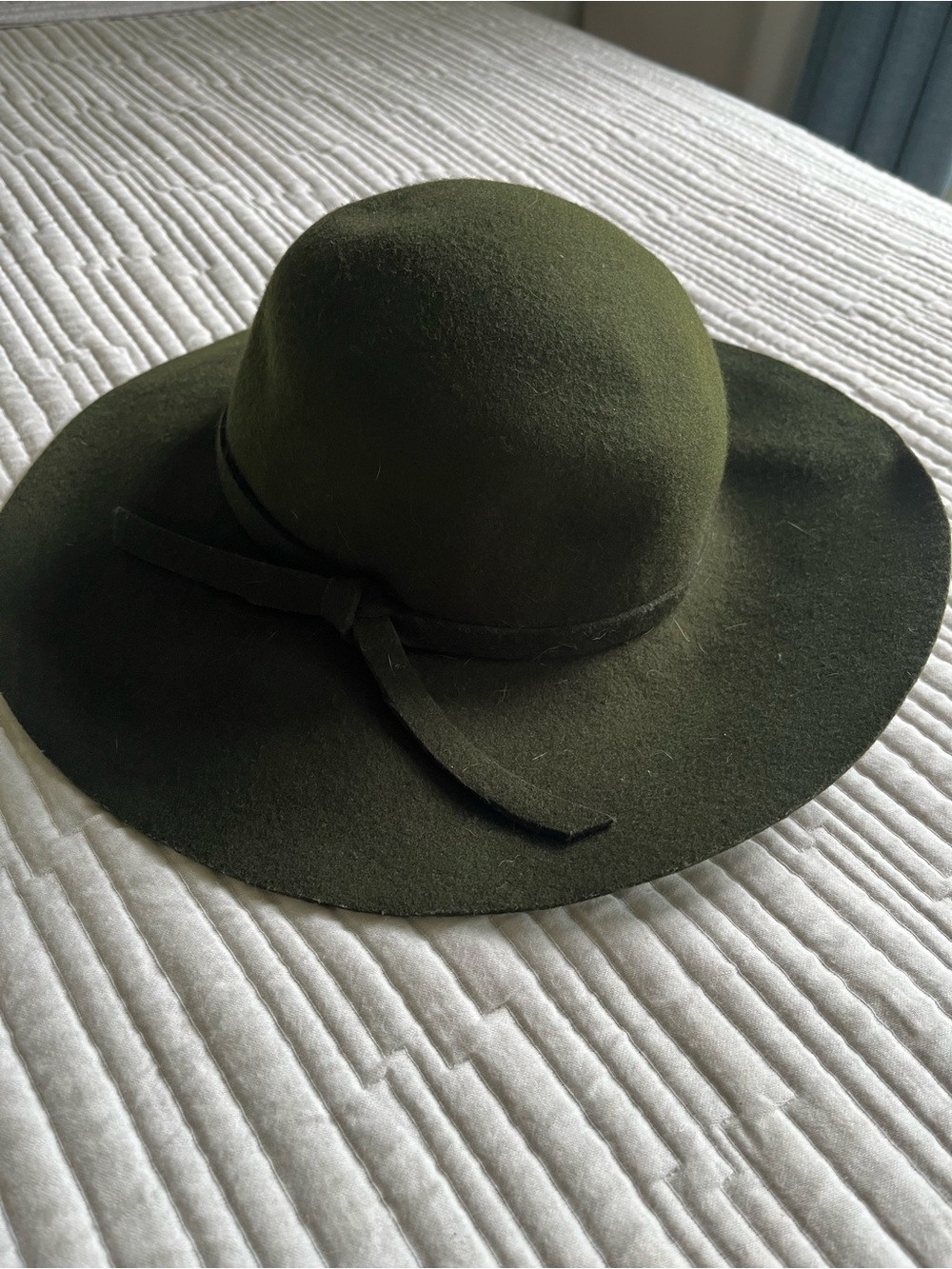100% wool felt Gypsy Warrior Olive Green Wide Brim Floppy Bohemian Hat